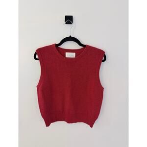 Elle Grey Speckled red knit sleeveless sweater vest-Size M/L